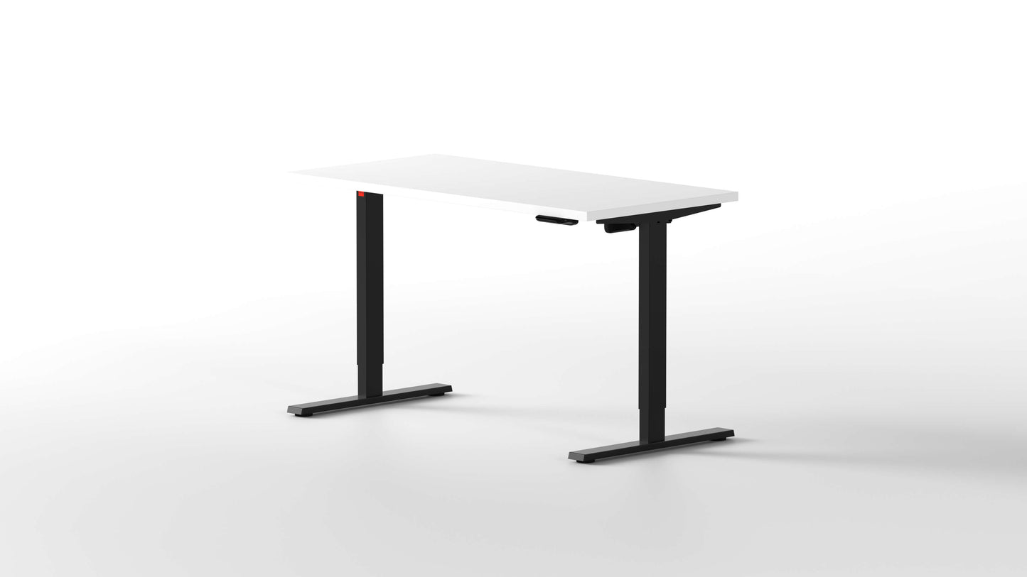 escritorio elevable eléctrico de madera de blanca con estructura negra - [40755038715949]