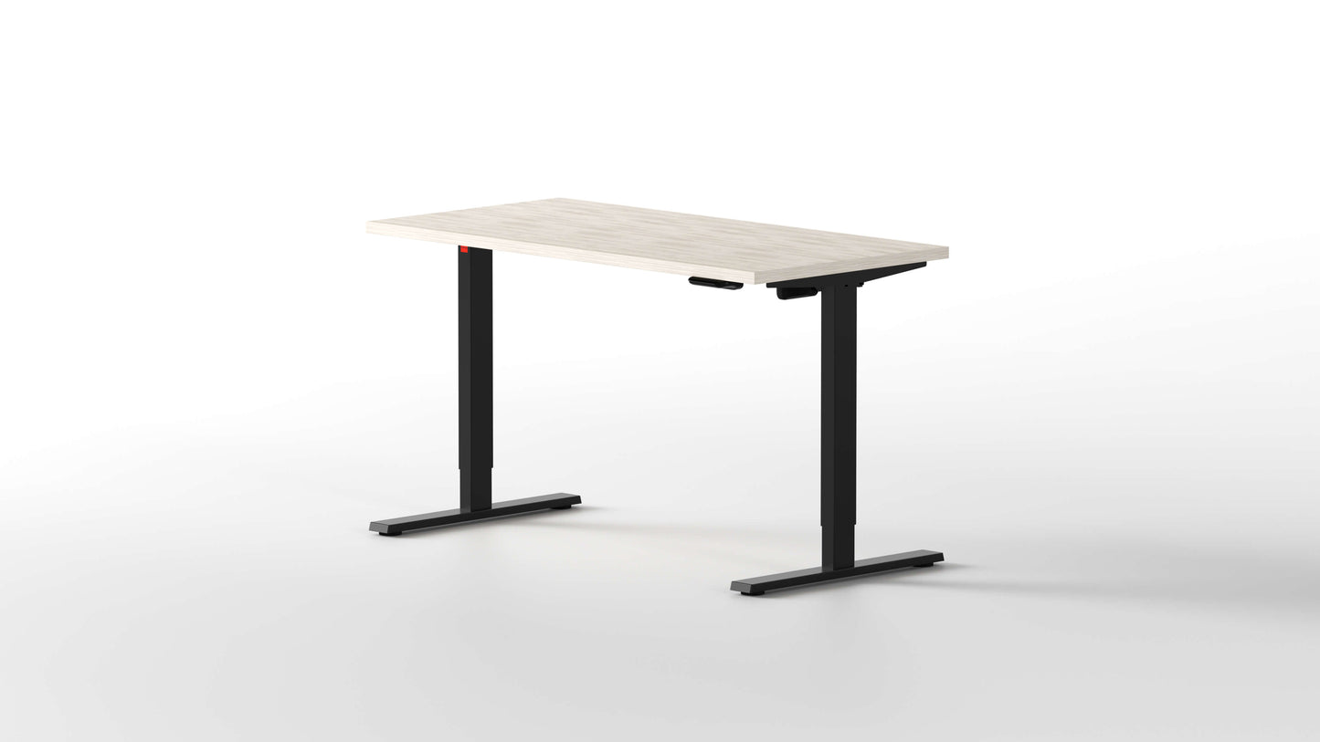 escritorio elevable eléctrico de madera de roble claro con estructura negra - [40755038847021]