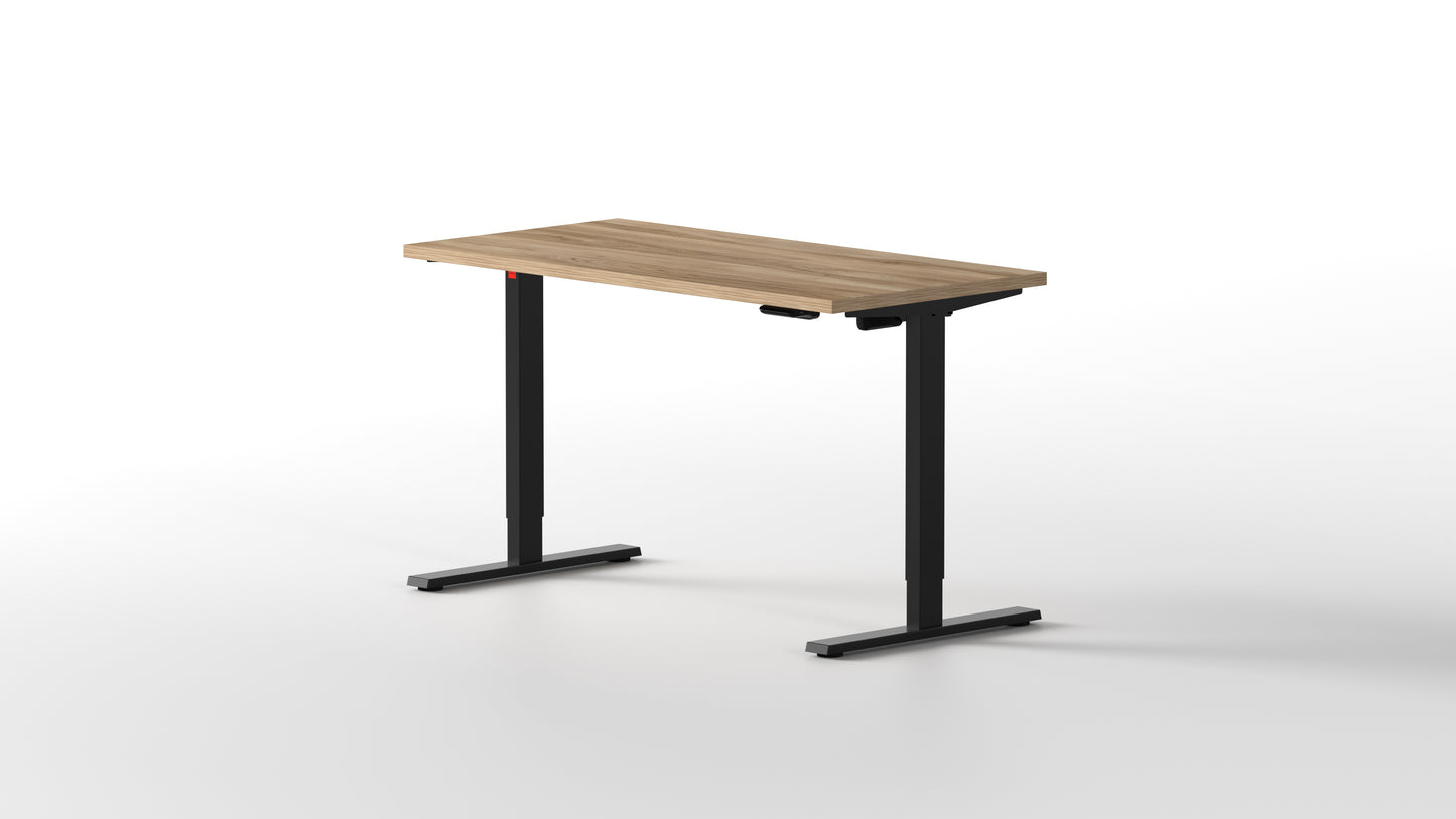 escritorio elevable eléctrico de madera de roble con estructura negra - [40755038781485]