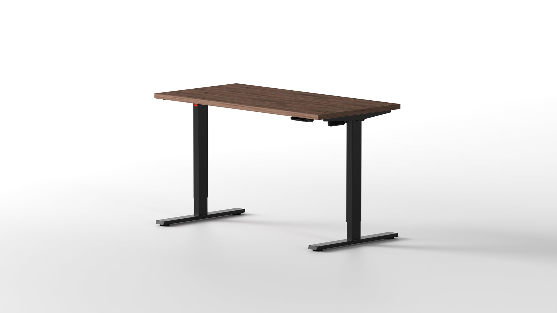 escritorio elevable eléctrico de madera de roble oscuro con estructura negra - [40755038912557]